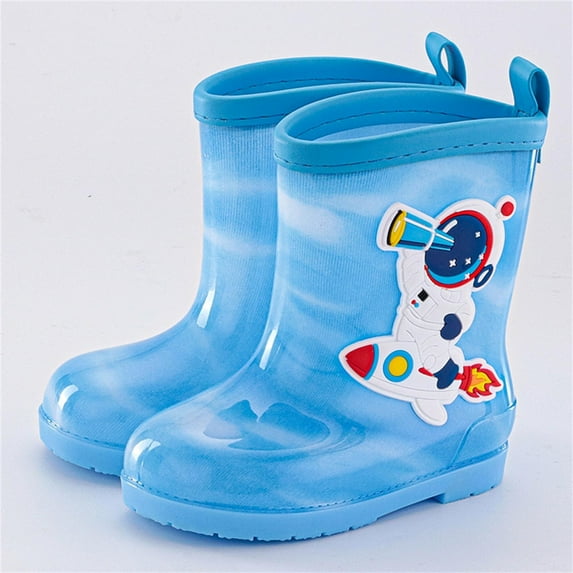 Kids Rain Boots Toddler Rain Shoes with Easy-On Handles Lightweight and Waterproof Boots Non- Sole Outdoor Boots Christmas Gifts for Little Boys Girls