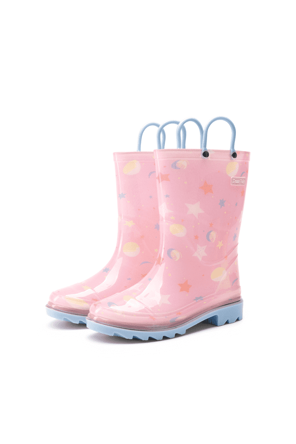 Kids Rain Boots Waterproof Lightweight with Pull-On Handles for Boys Girls Toddler Outdoor Play Easy On/Off