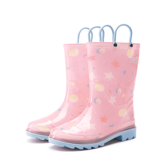 Dream Pairs Kids Rain Boots Waterproof Lightweight with Pull-On Handles for Boys Girls Toddler Outdoor Play Easy On/Off