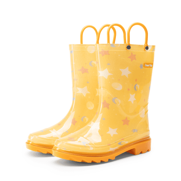 Dream Pairs Kids Rain Boots Waterproof Lightweight with Pull-On Handles for Boys Girls Toddler Outdoor Play Easy On/Off