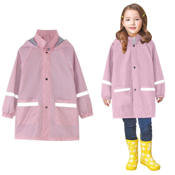 Kids Rain Coats for Girls Waterproof Girls Rain Jacket Reusable Kids Ponchos with Hood Lightweight Rain Poncho 6-7 Years