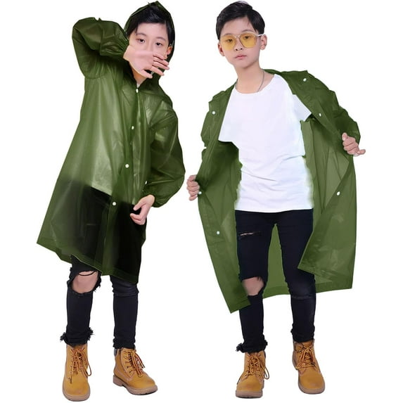 Kids Rain Jacket, 2 Pack Rain Ponchos for Kids - Reusable Raincoats for Boys and Girls Waterproof Outdoor Rain Gear