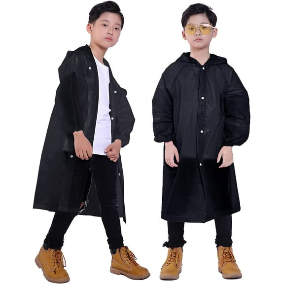 Kids Rain Jacket, 2 Pack Rain Ponchos for Kids - Reusable Raincoats for Boys and Girls Waterproof Outdoor Rain Gear