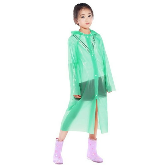 Kids Rain Jacket,Lightweight Poncho Raincoats Solid Color Buttoned Thick Rainwear for Boys Girls Spring Summer Autumn Rain Protection,Girls Rain Jacket,Green,One Size