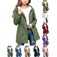 thumbnail image 1 of Kids Rain Jacket Nelozsy Kids Girls Solid Color With Pockets Drawstring Long Sleeves Waterproof Zipper Hooded Jacket Coat Army Green 15 Years, 1 of 8