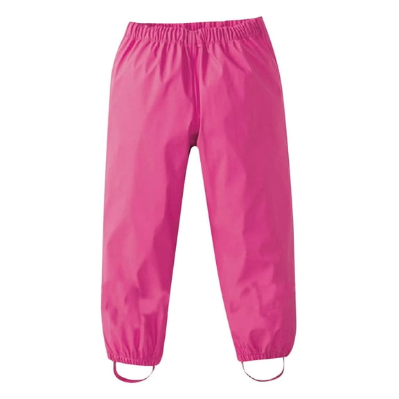 Kids Rain Jacket and Pants Children Kids Baby Boys Girls Double Fabric Warm Rain Dungarees Windproof Water-proof Mud Breathable Bottoms Pants Trousers Child Chest Waders c-Hot Pink, 10-12 Years