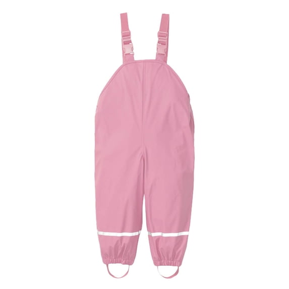 Kids Rain Pants,Toddler Rain Bib Pants Waterproof Mud Jumpsuit with Lining Windproof Rain Clothes Boys Girls Outdoorwear,Girls Rain Pants,Pink,3-4 Years