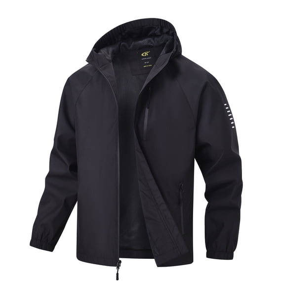 NEIKU Boys Girls Rain Jacket Lightweight Waterproof Hooded Raincoat Windbreakers for Kids Black 10-12Y