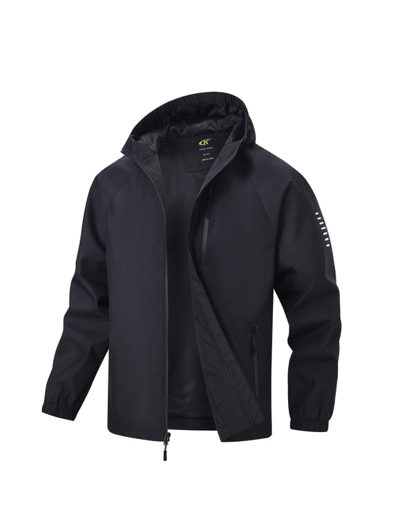 Boys Girls Rain Jacket Lightweight Waterproof Hooded Raincoat Windbreakers for Kids Black 10-12Y