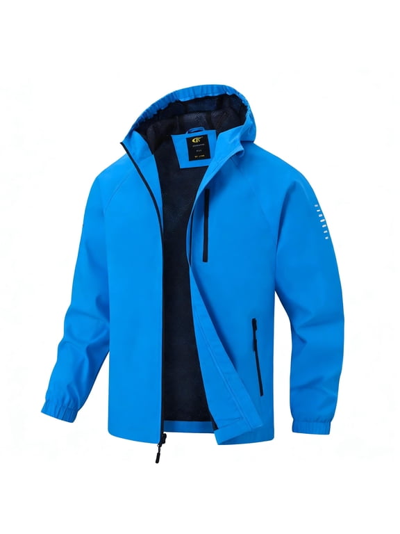 Boys Girls Rain Jacket Lightweight Waterproof Hooded Raincoat Windbreakers for Kids Bright blue 10-12Y