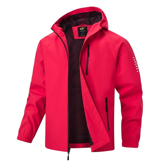 NEIKU Boys Girls Rain Jacket Lightweight Waterproof Hooded Raincoat Windbreakers for Kids Red 8-9Y