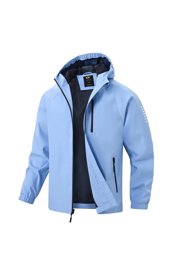 Boys Girls Rain Jacket Lightweight Waterproof Hooded Raincoat Windbreakers for Kids SkyBlue 10-12Y