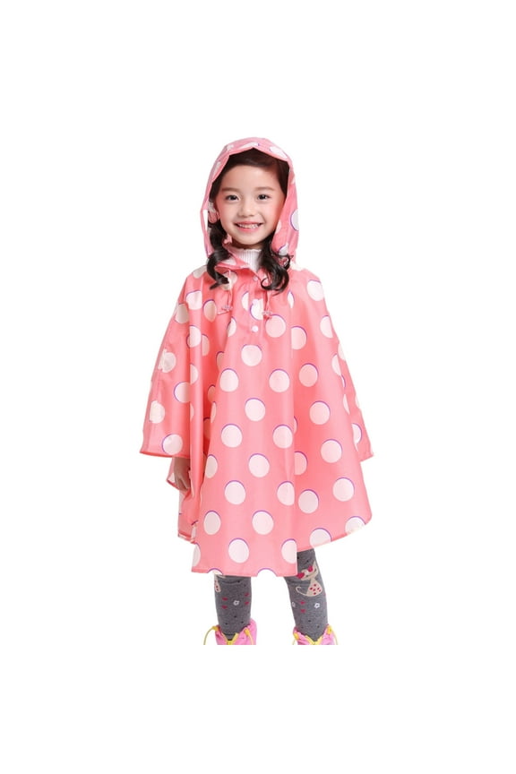 Kids Rain Poncho Girls Boys Toddler Cartoon 3D Jacket Hooded Rainy Day Outdoor Convenient Durable Lightweight Pink Rain Coat Sizes XL (2 Years-3 Years)
