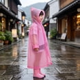 thumbnail image 1 of Kids Rain Poncho, Reusable Waterproof Hooded Rain Cape for Children with Adjustable Drawstring, Portable Tear-Resistant EVA Rain Gear for Outdoor Play, School, Hiking, and Camping, 1 of 6
