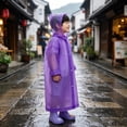 thumbnail image 1 of Kids Rain Poncho, Reusable Waterproof Hooded Rain Cape for Children with Adjustable Drawstring, Portable Tear-Resistant EVA Rain Gear for Outdoor Play, School, Hiking, and Camping, 1 of 6