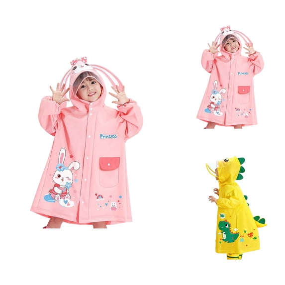 Kids Rain Poncho with Backpack Cover, Waterproof Hooded Rain Cape for Boys & Girls, Lightweight School Rain Gear for Commuting & Outdoor Activities