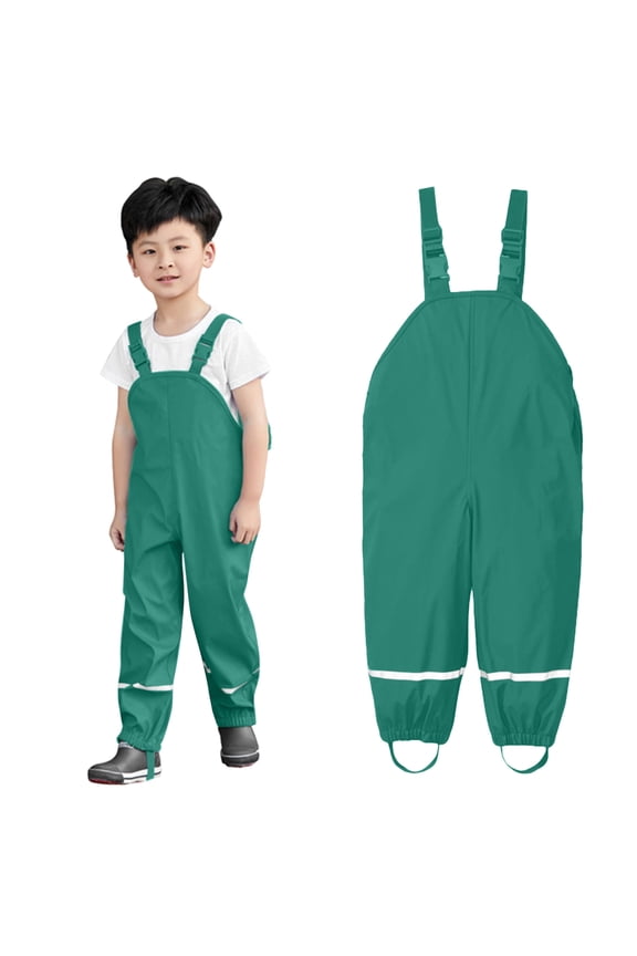 Kids Rain Suit Solid Waterproof Rain Bib Pants Rain Dungarees Waders Overalls for Kids Boys 4-5 Years
