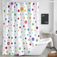 thumbnail image 1 of Kids Rainbow Camper RV Shower Curtain for Travel Trailer Bathroom, Colorful Geometric Cute Polka Dot Small Narrow Fabric Shower Curtains Set, Happy Camp Outdoor Decor Accessories with Hooks 47X64, 1 of 7