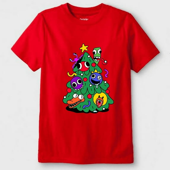 Kids Rainbow Christmas Graphic T-Shirt Size 4-5