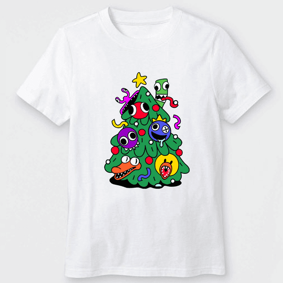 Kids Rainbow Christmas Graphic T-Shirt Size 8