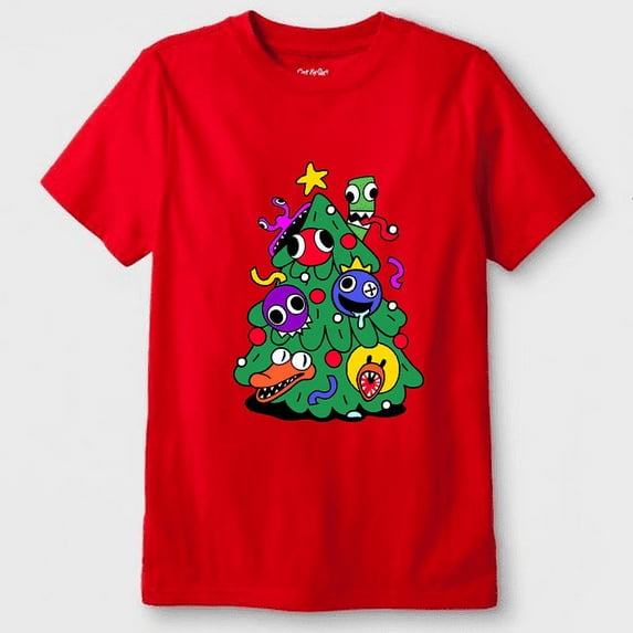 Kids Rainbow Christmas Graphic T-Shirt Size 8