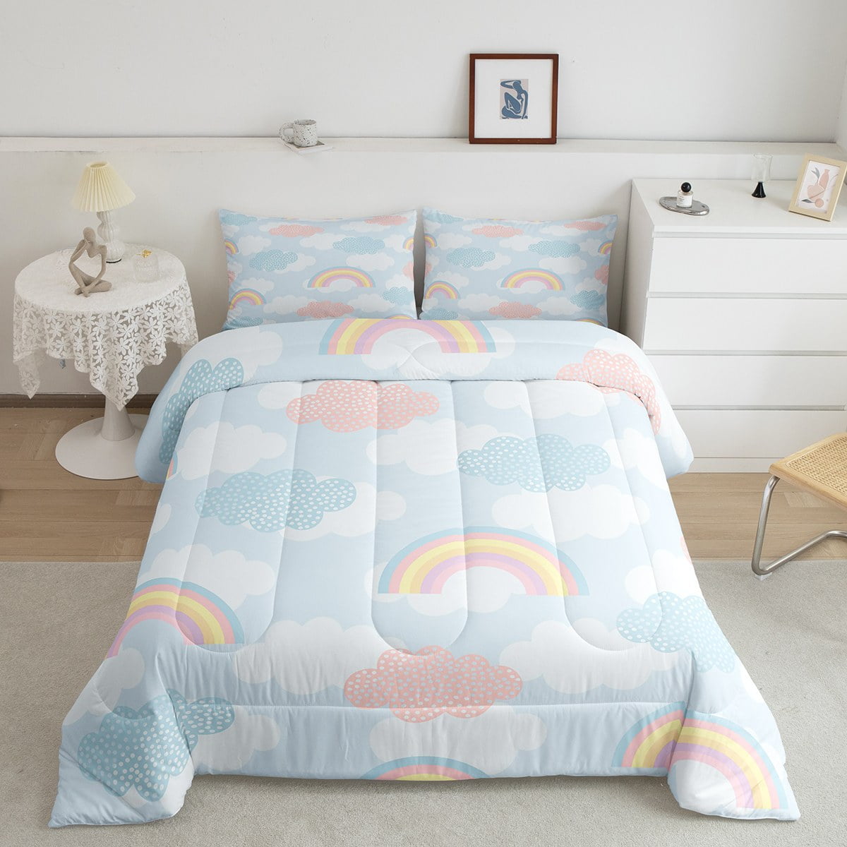 Fancy Fluff Organic Baby Comforter- Rainbow Dreams