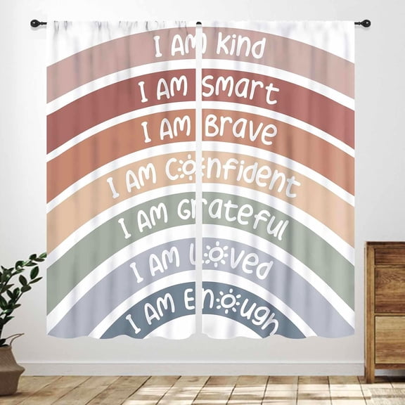Kids Rainbow Curtains,Colorful Rainbow Alphabet ABC Numbers Nursery Educational Baby Girl Boy Child Toddler Bedroom Window Drapes,Boho Cartoon Stars Living Room Window Curtains 2 Panels,42X63 Inch