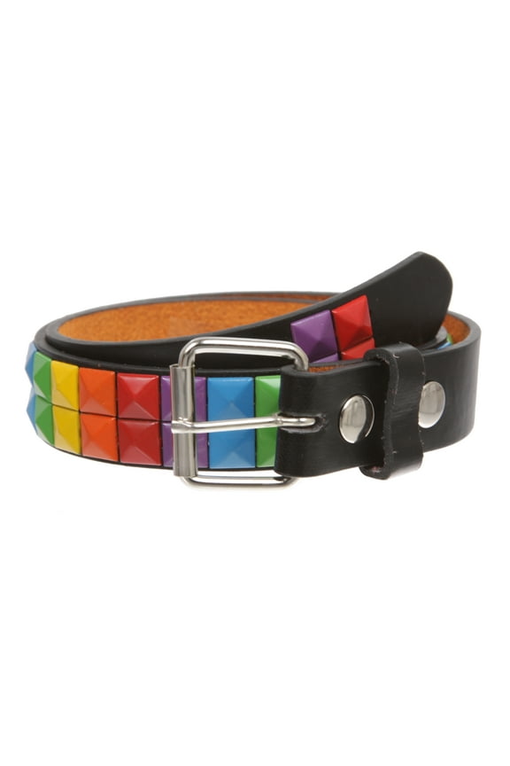Kids' Rainbow Studded Leather Belt – Snap-On for Custom Buckles