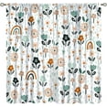 thumbnail image 1 of Kids Rainbow Window Curtains Cute Cartoon Rainbow Raindrop Floral Pattern Bohemian Style Girls Boys Bedroom Living Room Children''s Room Decorative Heat Insulation Blackout Curtains42x63in, 1 of 6