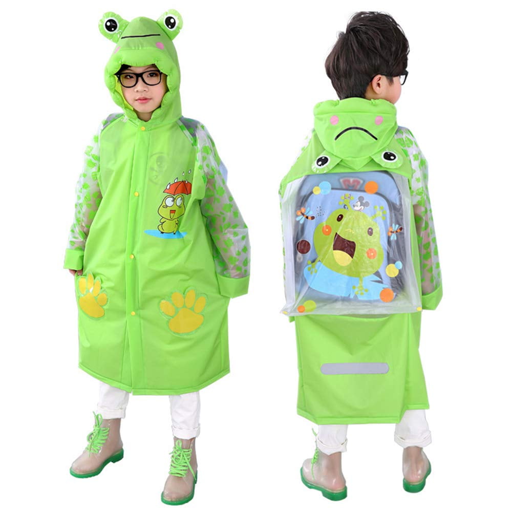 Kids 3D Cartoon Raincoat With Hood - Waterproof Rain Poncho For Boys & Girls 2-12 Years