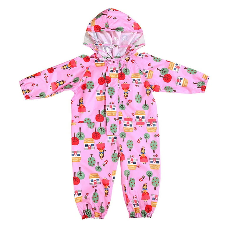 Kids Rainsuit Waterproof Jumpsuit Coverall Raincoat Rainwear All