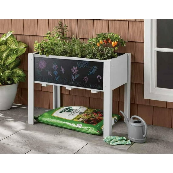 WONDER GARDEN Kids Raised Garden Bed,Raised Garden Bed-Planters for Outdoor Plants - Wood Planter Boxes Outdoor for Kids with Legs and DIY Chalkboard for Vegetables Flower Herb Gray