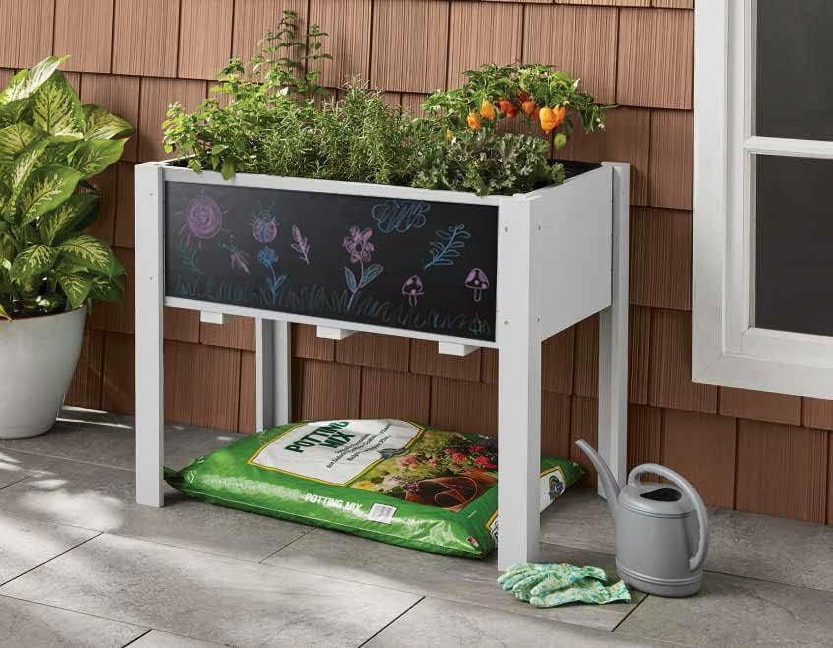 Kids Raised Garden Bed, 30 x 24 x 18 Inch Wooden Elevated Raised Garden