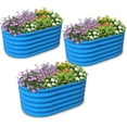 thumbnail image 1 of Kids Raised Garden Beds Outdoor (3-Pack)-40x24x18in Oval Round Galvanized Metal Planter Box for Planting Vegetables, Flowers, Fruits, Eco-Safe & Easy Setup, Sky Blue, 1 of 5