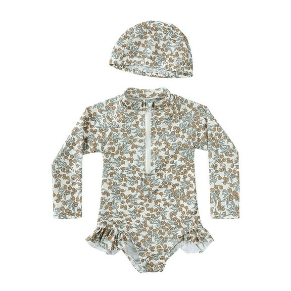 Kids Rash Guard Long Sleeve Toddler Swimsuit Girl Bathing Suits for Teenagers 2 Piece Swimsuit Adorable Long Sleeve Girls Swimwear For Summer Beach Days And Family Outings