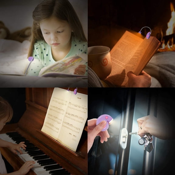 Kids Rechargeable Book Light, Clip on Reading Light for Kid, Kids Reading Lights, Amber Book Light for Reading in Bed, 2 Lighting Modes, Blue Light Blocking, Bookmark Light for Bookworms-Violet