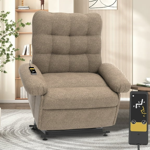 Power Lift Recliner Chair Lift Chair, HSUNNS Recliners for Elderly and Adults with Remote and Side Pockets, Heavy Duty Reclining Mechanism Reclining Sofa Chair for Living Room, Deep Coffee