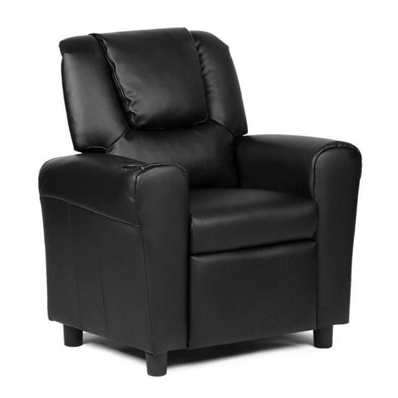 Kids Recliner Chair with Footrest - PU Leather Sofa for Children Ages 2-12 - Pink/Black/Beige/Brown - Durable & Comfortable