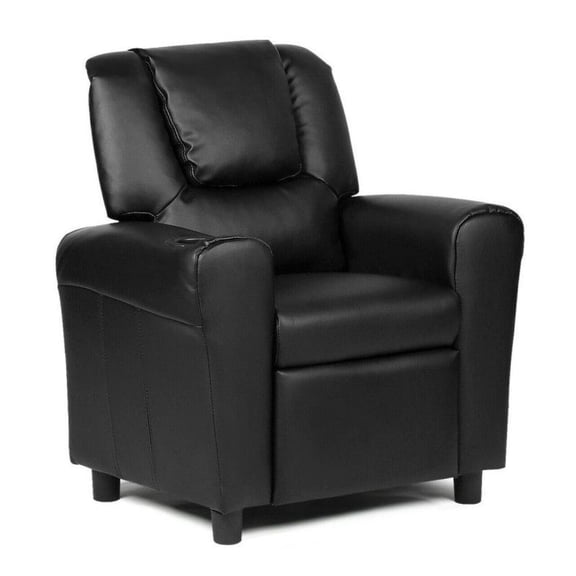 Kids Recliner Chair with Footrest - PU Leather Sofa for Children Ages 2-12 - Pink/Black/Beige/Brown - Living Room & Bedroom Decor