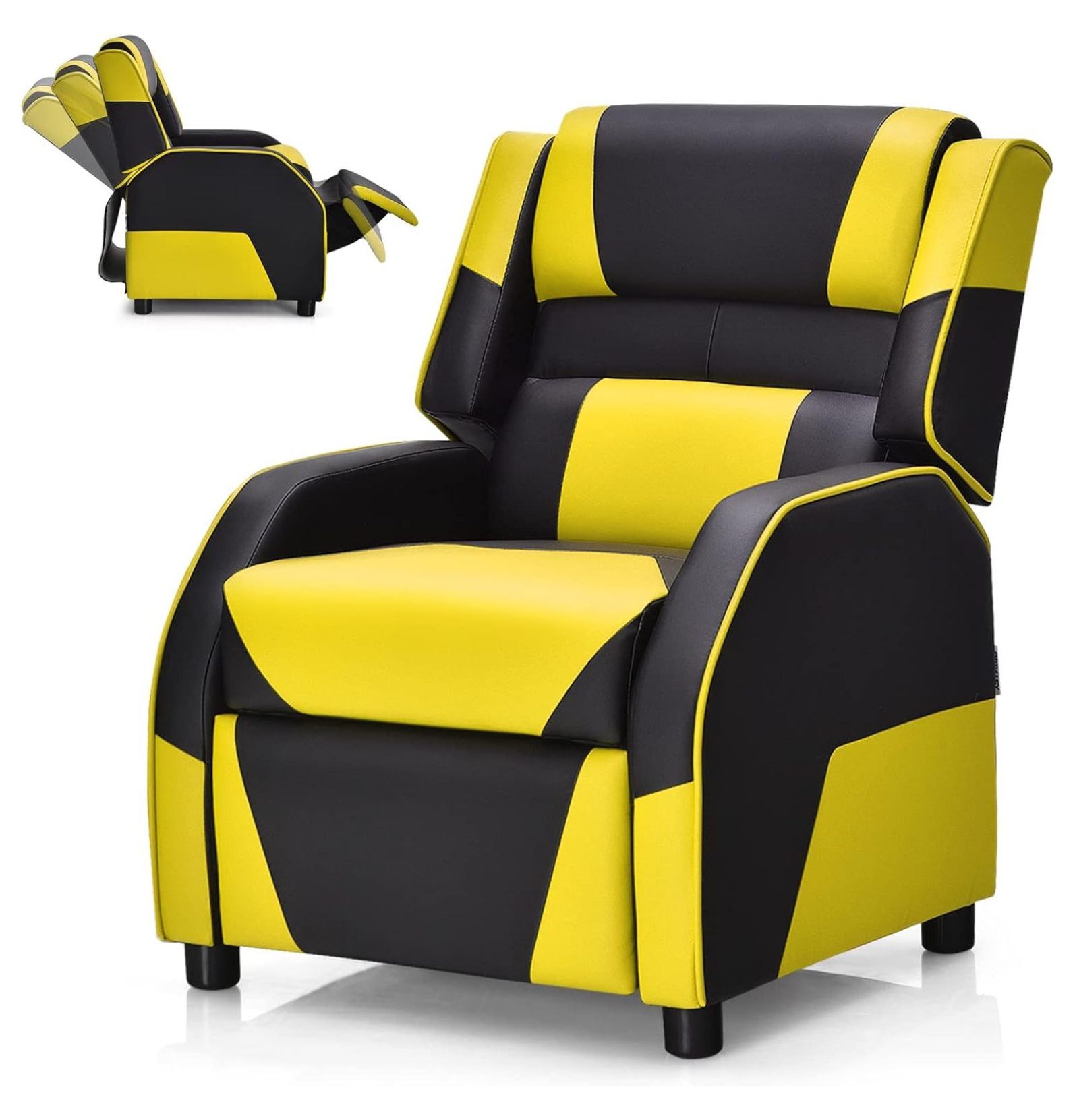 Kids Recliner Sofa, Toddler Leather Recliner with Adjustable Footrest