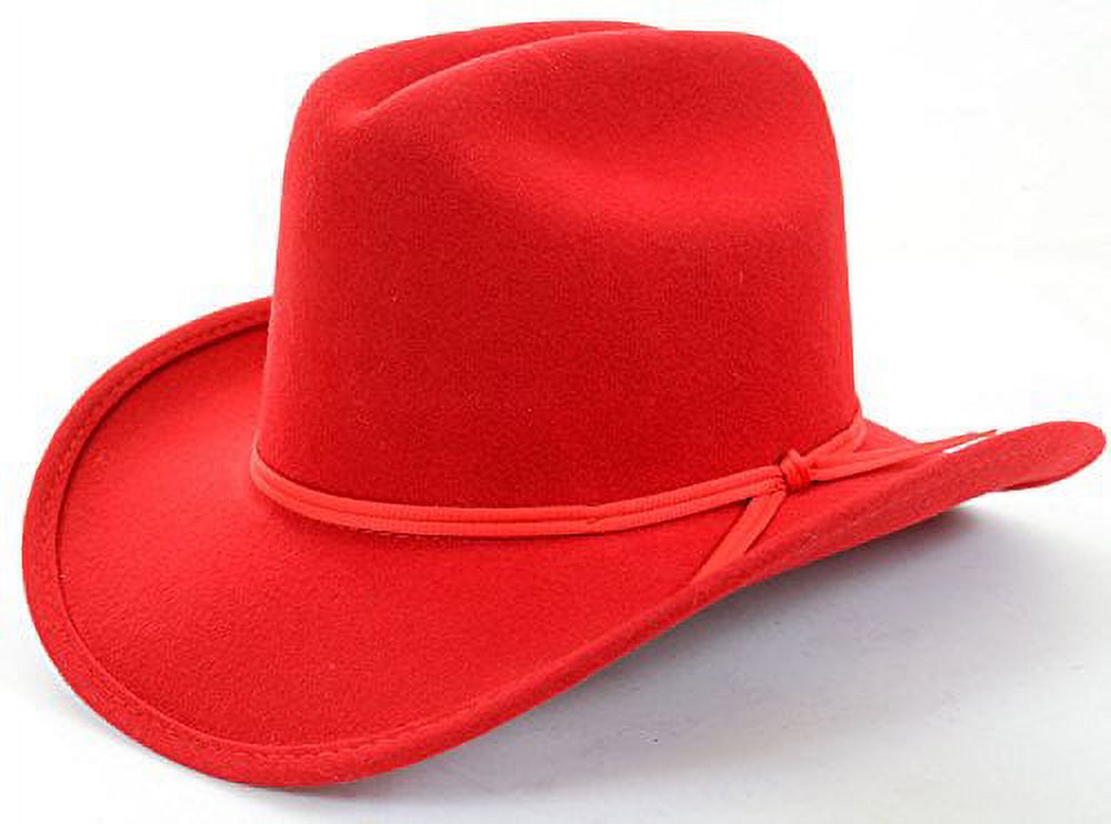 Kids Red Banded Knot Detail Cowboy Dress Hat Unisex