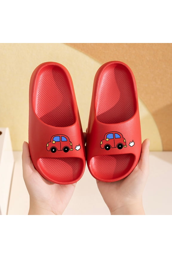 Kids Red Race Car Slide Sandals Lightweight EVA Non Slip Cute Cartoon Breathable Beach Pool Shoes for Girls Kids,Size 32