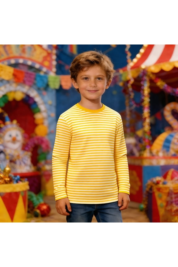 Kids Red White Striped Long Sleeve T Shirts Boys Girls Crew Neck Tops Casual Breton Striped Tees for Daily Wear and Play