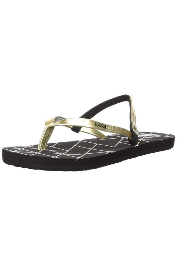 Kids Reef Girls Little reef bliss Bungee, Gold Pyramids,  Size Toddler 5.0