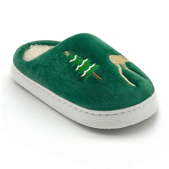 Kids Reindeer Christmas Slippers Warm Comfy Non-Slip House Slippers Cute Holiday Gifts for Girls Boys