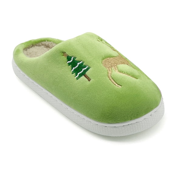 Kids Reindeer Christmas Slippers Warm Comfy Non-Slip House Slippers Cute Holiday Gifts for Girls Boys