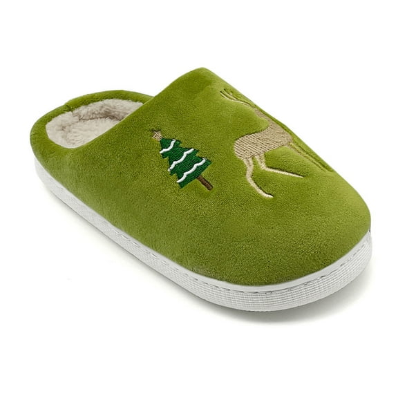 Kids Reindeer Christmas Slippers Warm Comfy Non-Slip House Slippers Cute Holiday Gifts for Girls Boys