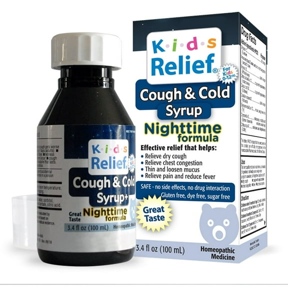 Kids Relief Nighttime Cough & Cold Syrup for Children 0-12 Years