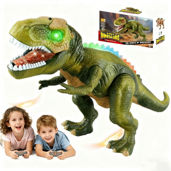 PayUSD Remote Control Dinosaur Toys for Kids 3-5 5-7, Upgraded T Rex with Light, Realistic Roars, RC Walking & Dancing Dinosaur Robot 4-7, Christmas Birthday Gifts Toys for Kids Boys Girls 3+, Green