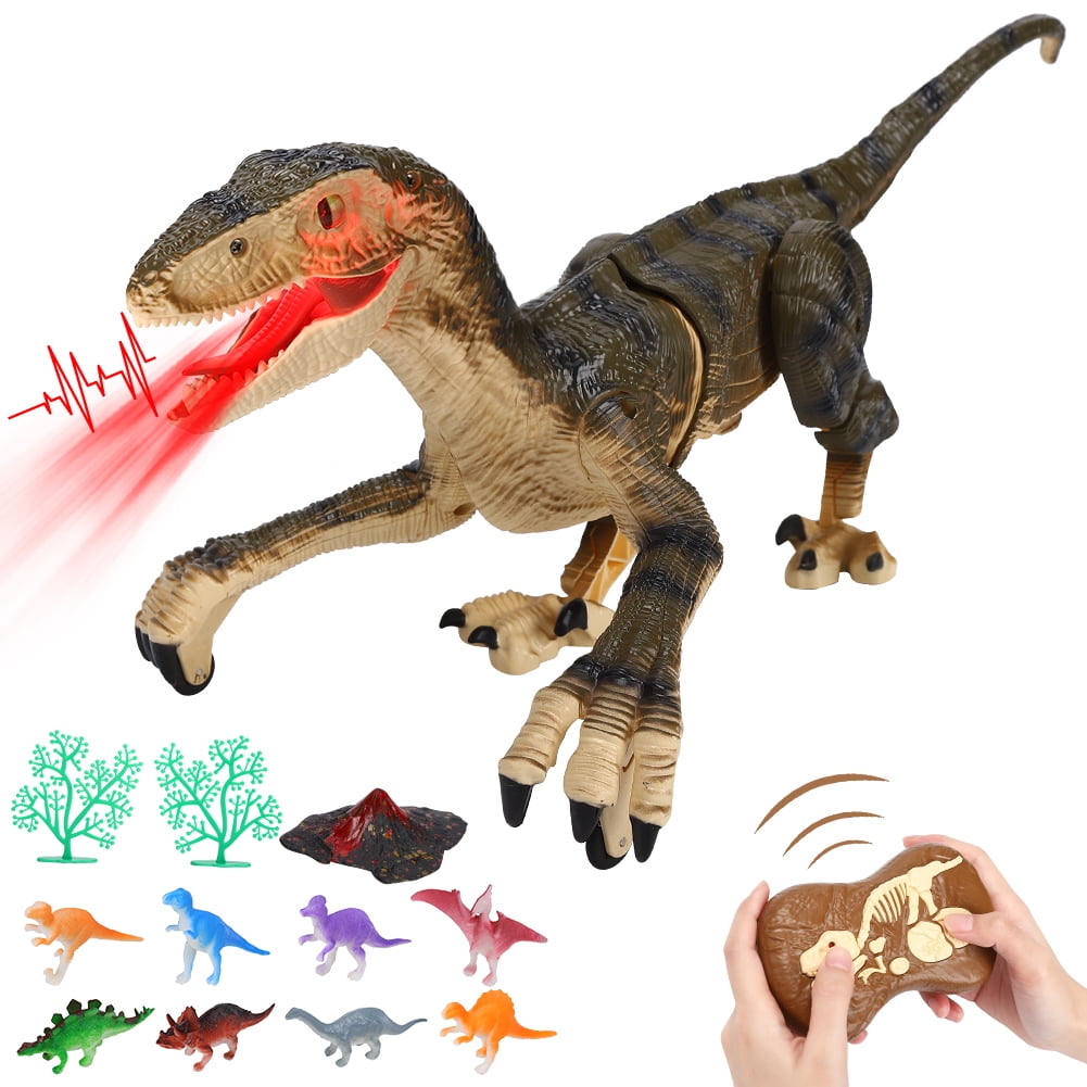 Kids Remote Control Dinosaur Toys, Walking Roaring Jurassic Velociraptor, 2.4Ghz Electronic